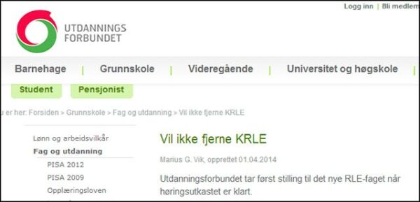 Utdanningsforbundet om KRLE: – Ingen kommentar