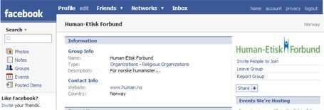 Humanister møtes på Facebook