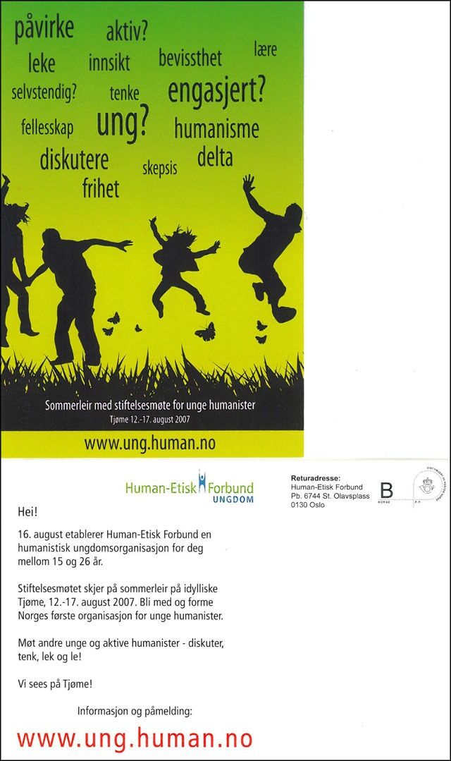 Her er postkortet som tente gnisten for Helene og Anders. Humanistisk Ungdom ble grunnlagt på sommerleiren på Tjøme i 2007. De to sier det var en historisk unik opplevelse.