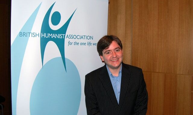 Andrew Copson i British Humanist Association er fornøyd med tingenes tilstand. Organisasjonen han leder har økt fra 6000 til 30.000 medlemmer i løpet av sju år.
 Foto: Even Gran