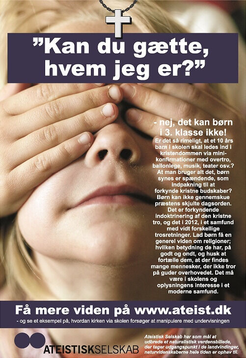 Dette er annonsen danske Ateistisk Selskab ikke fikk publisere i magasinet Skole og Forældre.
 Foto: ateist.dk