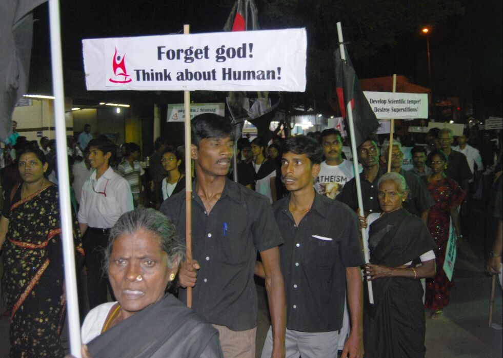 Humanist-opptoget gjennom Tiruchrappalli gjorde inntrykk på HEF-delegasjonen.
 Foto: Even Gran