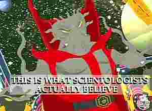 Slik framstiller animasjonsserien South Park den onde intergalaktiske herskeren Xenu, som scientologene mener hjernevasket oss mennesker for 75 millioner år siden. Se hele South Park-episoden her.