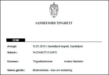 Les hele dommen fra Sandefjord tingrett.