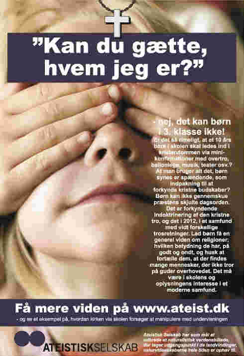 Dette er annonsen danske Ateistisk Selskab ikke fikk publisere i magasinet Skole og Forældre.
 Foto: ateist.dk