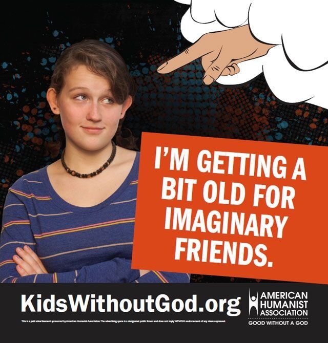 Plakater som denne er myntet på ungdom som allerede har bestemt seg for et ikke-religiøst livssyn, sier Roy Speckhardt.
