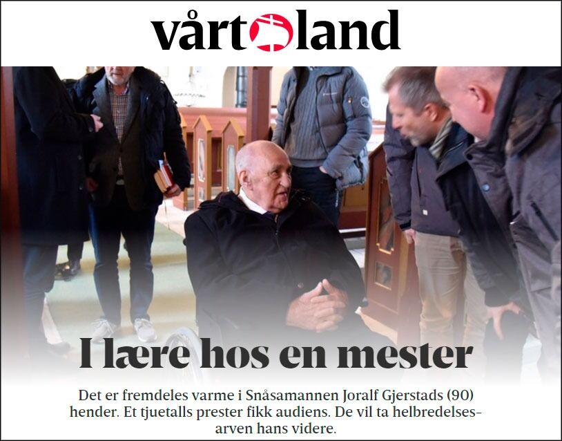 «I lære hos en mester» er overskriften på Vårt Lands reportasje om prestene som fikk "audiens" hos Joralf Gjerstad.