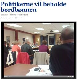 Faksimile fra nettutgaven til Dalane Tidende. Der kan du se en liten filmsnutt med bordbønnen til Bjerkreim-politikerne sist onsdag.