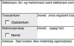 I skjemaet Melding om fødsel blir lege eller jordmor bedt om å fylle ut foreldrenes livssynstilhørighet.