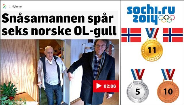 Det ble ikke fulltreff på alle fronter. Når det gjelder antall gullmedaljer til Norge, ble det helbom for Snåsamannen. Likevel fortsetter folk å tro.