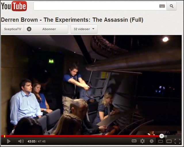I episoden The Assassin av BBC-serien The Experiments greier den britiske illusjonisten Derren Brown tilsynelatende å hypnotisere en mann til å begå et drap.
