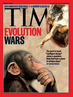I USA raser debatten mellom kreasjonister og vitenskapsfolk mye sterkere enn her hjemme. Her er en Time-forside fra august 2005.