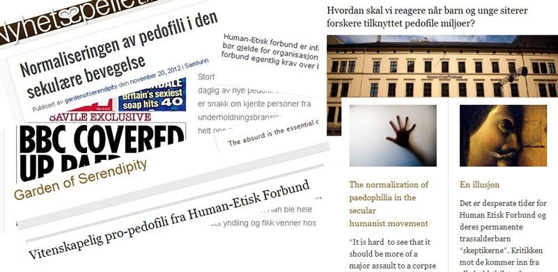 Ekstremistiske alternativaktivister som Rolf Erik Hanssen og bloggen «Garden of Serendipity» anklager Human-Etisk Forbund for å arbeide for pedofili.
 Foto: faksimile fra internett