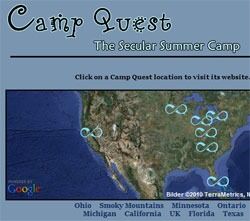 Camp quest ble først arrangert i Kentucky, USA i 1996. Etter hvert spredte ideen seg over hele landet og til Canada. I 2009 ble den første Camp quest-leiren arrangert i England, og i 2010 kom Irland med. Neste sommer er det Norges tur.