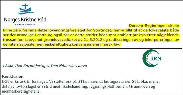 Norges Kristne Råd og Islamsk råd Norge vender tommelen ned for forslaget fra departementet.