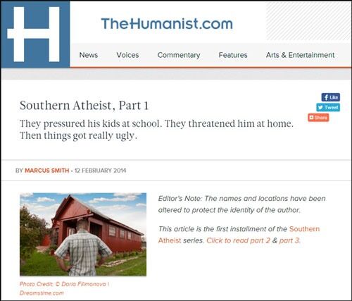Det er det amerikanske magasinet The Humanist har valgt å anonymisere den jagede ateistfamilien. Les hele historien her.