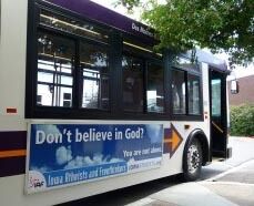 Etter en runde på kammerset kom ateistreklamene tilbake på bussene i Des Moines.