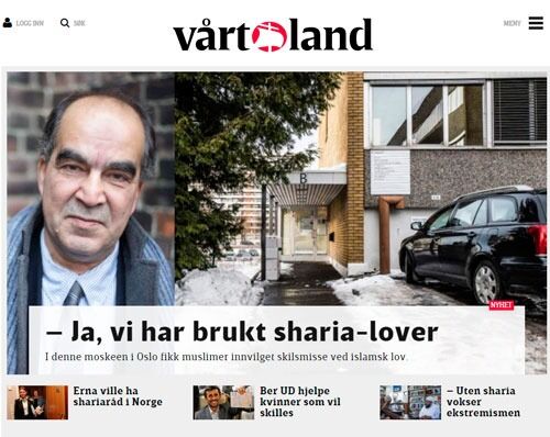 På onsdag kunne Vårt Land fortelle om et shiamuslimsk trossamfunn i Oslo som hadde brukt Sharia-lover.
 Foto: Faksimile