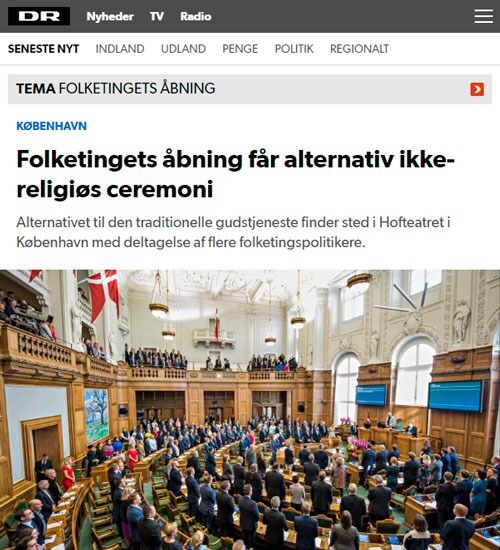I begynnelsen av oktober fikk Humanistisk Samfund medieoppmerksomhet for sin alternative ikke-religiøse seremoni i forbindelse med åpningen av Folketinget.