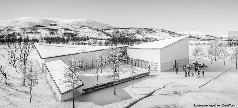 Slik skal nye Sandnessund krematorium i Tromsø bli seende ut. Det livssynsnøytrale seremonilokalet ligger i samme bygning.
 Foto: Arkitektene AS
