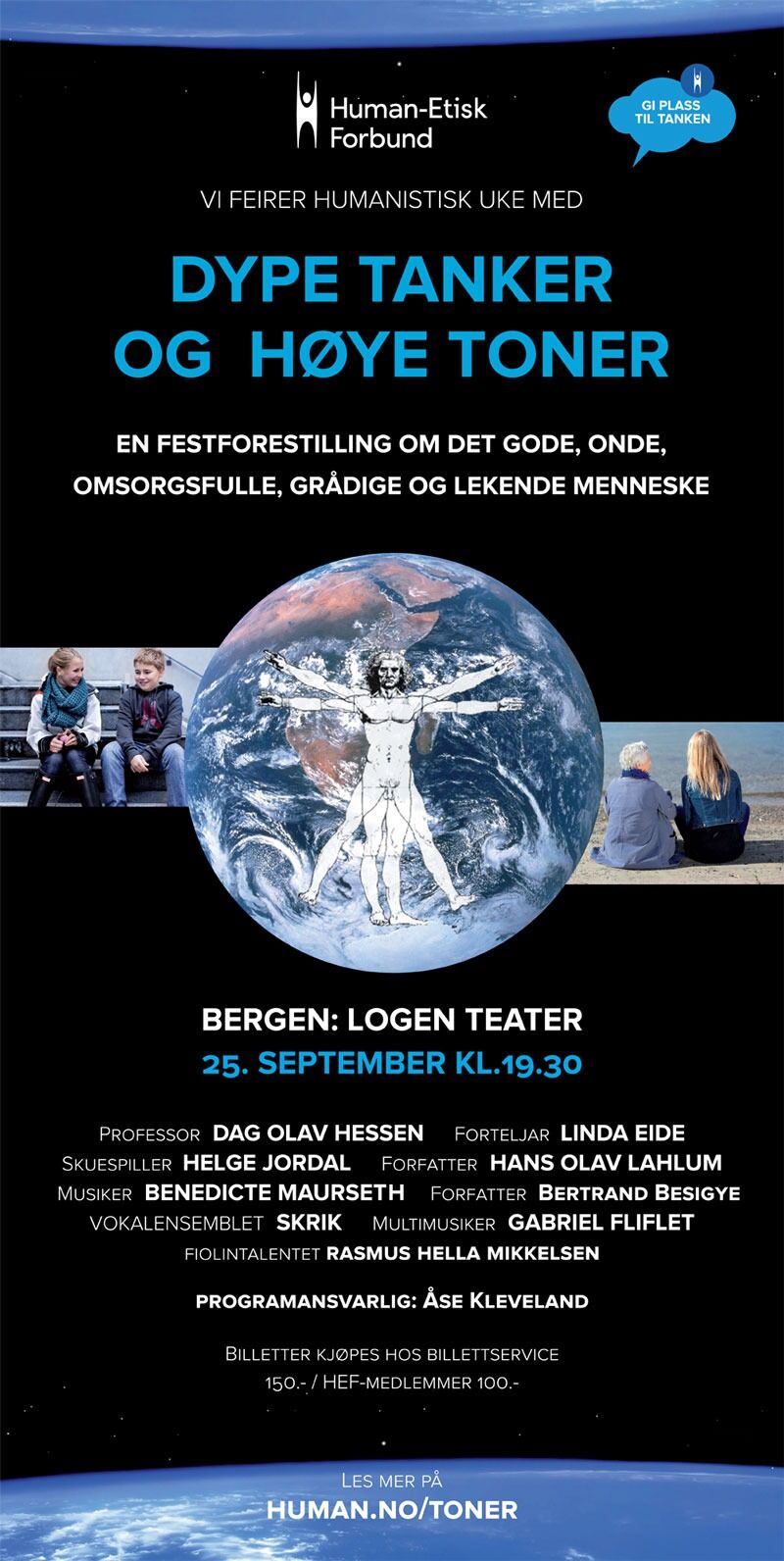 Programmet for festforestillingen i Bergen 25. september.