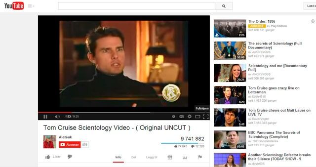 Youtube-videoen som startet Project Chanology - Anonymous' protestaksjoner mot Scientologikirken.