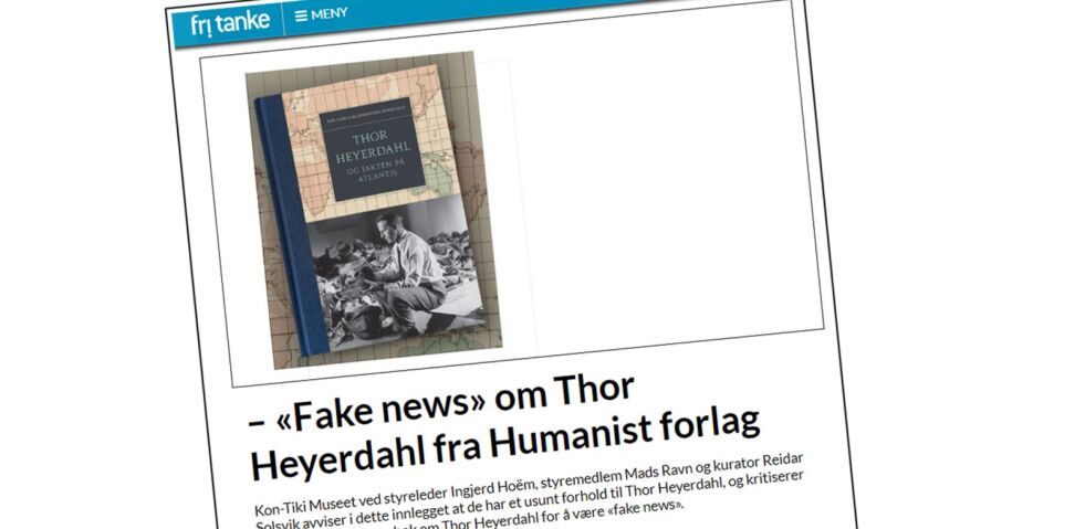 Harde ord fra Kon-Tiki-museet om ny bok fra Humanist Forlag.