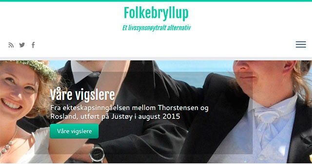På nettstedet Folkevigsel.no reklamerer Humanistforbundet for sitt livssynsnøytrale vigselsalternativ.