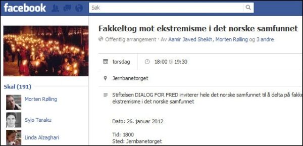 Fakkeltog mot alle former for ekstremisme