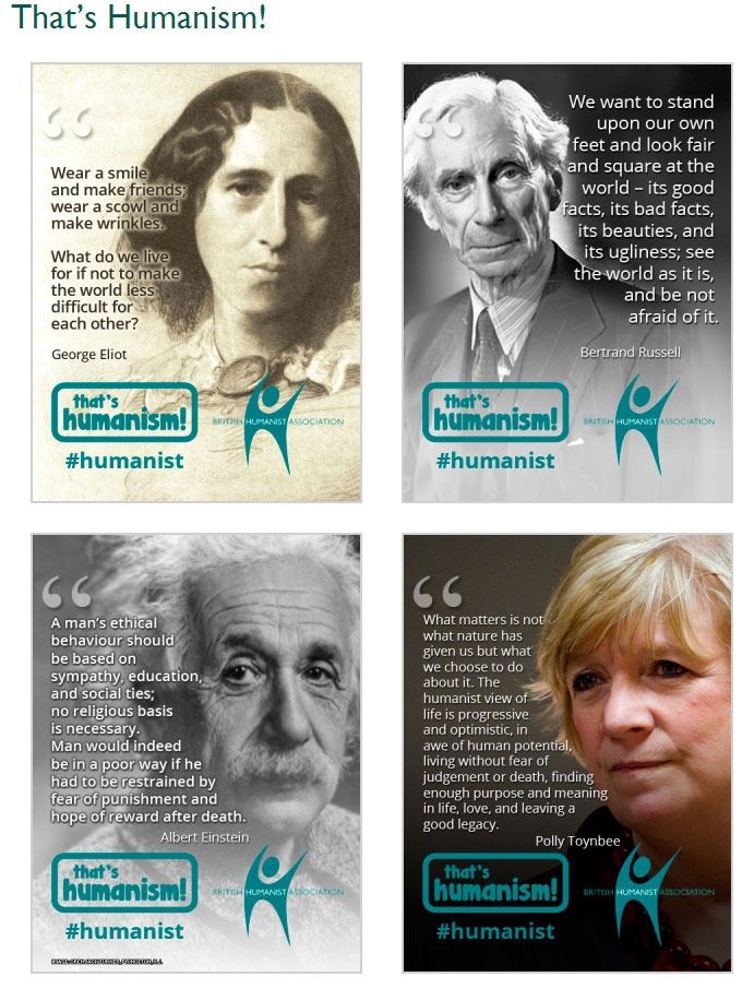 British Humanist Association har også laget en rekke bilder for spredning på sosiale medier med sitater fra kjente personer som på ulike vis underbygger et humanistisk livssyn.