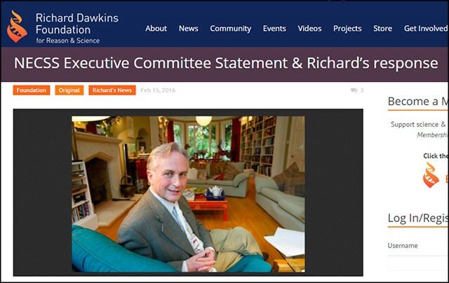 Richard Dawkins setter stor pris på beklagelsen fra NECSS 2016.