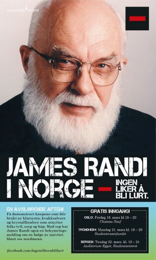 Plakaten som ble brukt i forbindelse med James Randis besøk i Norge i 2011.