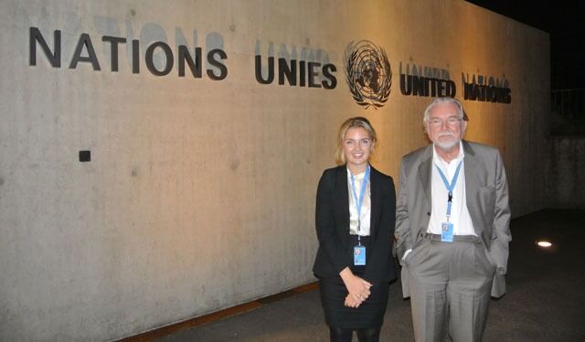 Amelia Cooper og Roy Brown kjemper på vegne av IHEU for universelle menneskerettigheter i FNs menneskerettighetsråd. Denne uka startet rådets 24. sesjon.
 Foto: Even Gran
