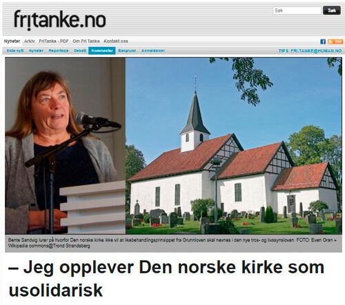 Dette intervjuet er et tilsvar til utspillet fra fagsjef i Human-Etisk Forbund, Bente Sandvig, som sist onsdag gikk ut og beskyldte Den norske kirke for å være usolidarisk.
