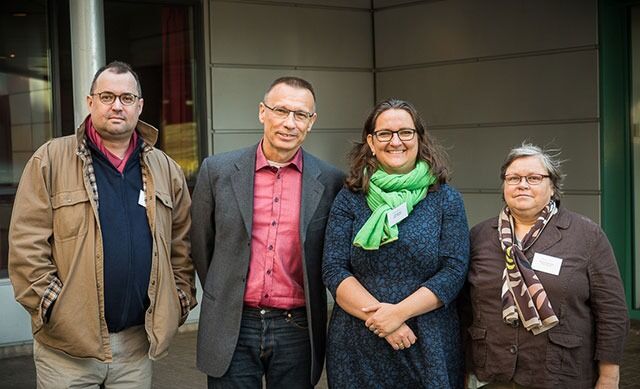 Nordiske humanister skal samarbeide om nytt manifest. Fra venstre: Arnfinn Pettersen, Bjarni Jónsson (Island), Lone Ree Milkær (Danmark) og Maarit Fredlund (Finland).
 Foto: Even Gran