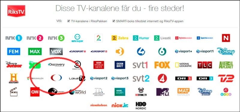 Visjon Norge er med i den såkalte Rikspakken til Riks-TV. Den er en kanal alle kunder får.