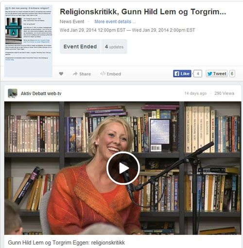 Gunn Hild Lems bok Religionskritikk ble lansert 29. januar. Se opptak fra lanseringen. Les referat.