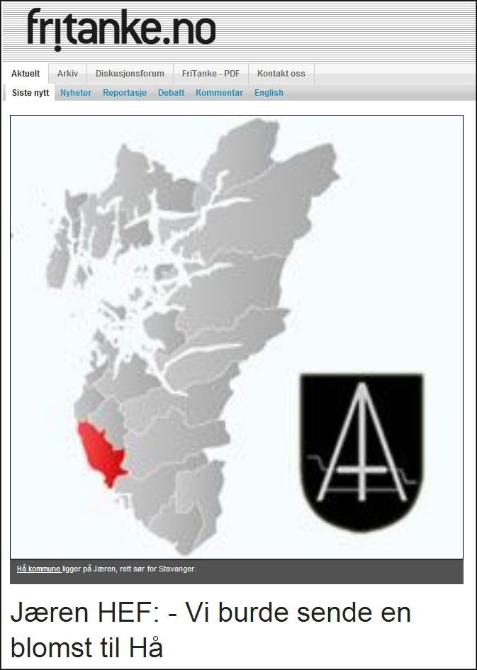 I 2008 mente HEFs lokallagsleder på Jæren at forbundet burde sende en blomst til Hå kommune fordi rådmannen ikke ville straffe lærere som nektet å tilpasse seg det nye KRL-faget. – Folk blir minnet om hvor konservative og trangsynte de er. Det fører til flere innmeldinger hos oss, mente HEFs lokallagsleder Dag Folkvord.

Nå har samme kommune vært raskt ute med en høringsuttalelse som forsvarer den kristne og humanistiske kulturarven som grunnlag for det norske samfunnet.