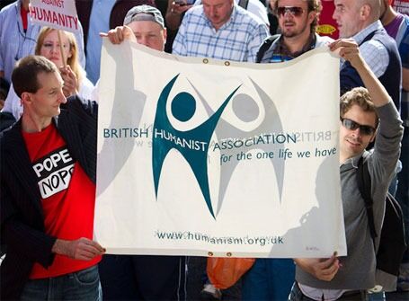 British Humanist Association hadde ansvaret for demonstrasjonen som samlet opp mot 20.000 londonere på lørdag.