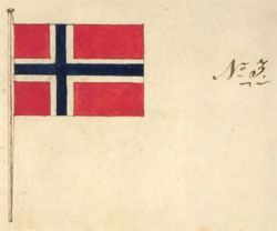 Slik ble handelsflagget seende ut i 1821, etter Meltzers innlegg og diskusjonen i Stortinget.
