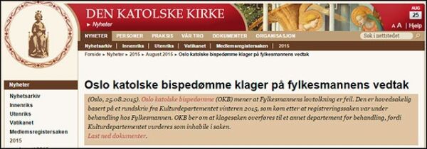 Katolikkene vil ikke betale tilbake