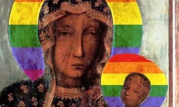 Arrestert for å ha laget Jomfru Maria-plakat med regnbueglorie