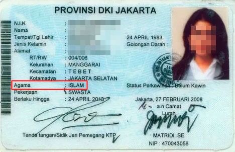 I Indonesia blir alle registrert med religion.