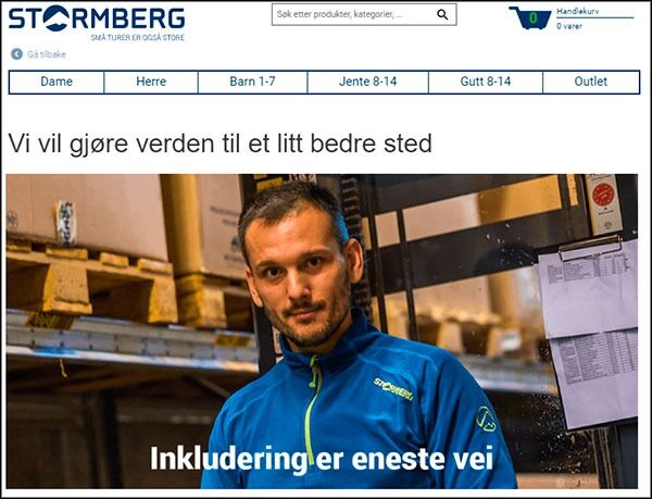 Stormberg er opptatt av samfunnsansvar. Fra før har de sponsorsamarbeid blant annet med Norges Blindeforbund, Fretex, Strømmestiftelsen og WWF.
