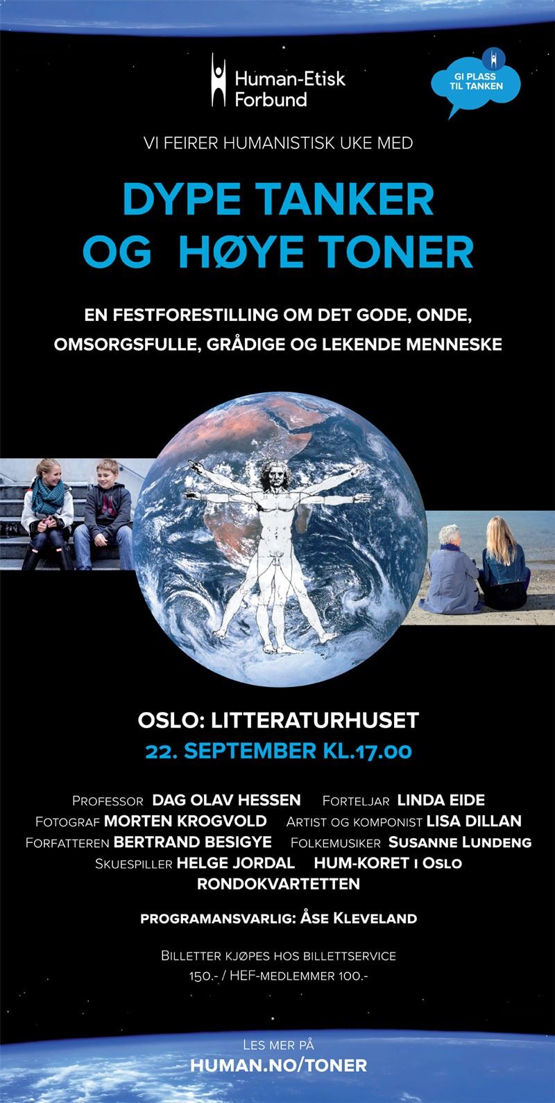 Programmet for festforestillingen i Oslo 22. september.