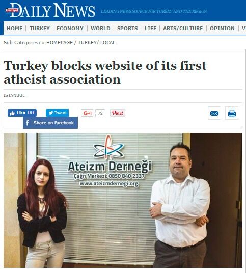 Ateizm Denergi fikk nettsiden sin stengt av tyrkiske myndigheter i mars 2015.