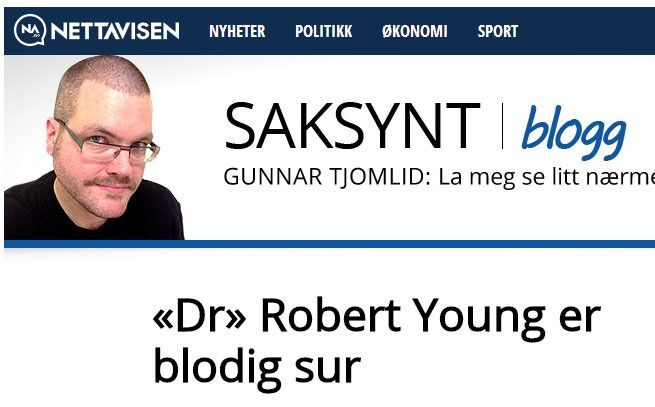 I 2012 måtte Robert O. Young avlyse nesten alle foredragene han hadde planlagt under en turne i Norge. Les hva Gunnar Tjomlid hadde å si om det.