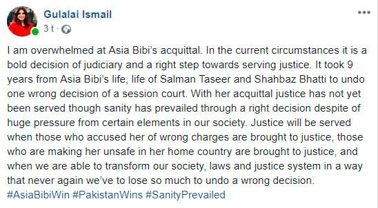 IHEUs styremedlem Gulalai Ismail fra Pakistan er overveldet i positiv forstand over dommen.