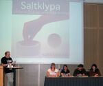 Skeptikerpodcasten Saltklypa hadde innspilling under Kritisk masse. Til venstre: Programleder Bendik Simonsen. Foto: Even Gran