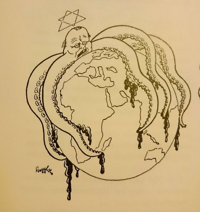 En annen karikatur som er ment å vise «jødenes verdensherredømme».